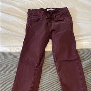 Zara Women's Skinny Jeans - Burgundy